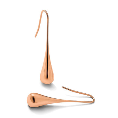 Stainless Steel Chisel Polished Rose Ip-Plated Shepherd Hook Earrings