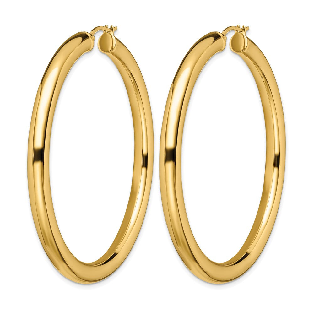 Stainless Steel Chisel Polished Yellow Ip-Plated Hoop Earrings