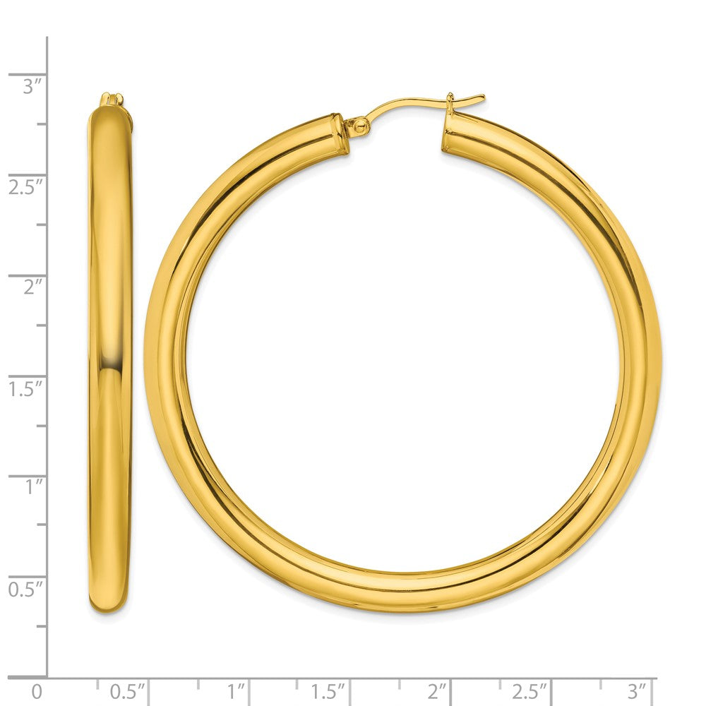 Stainless Steel Chisel Polished Yellow Ip-Plated Hoop Earrings