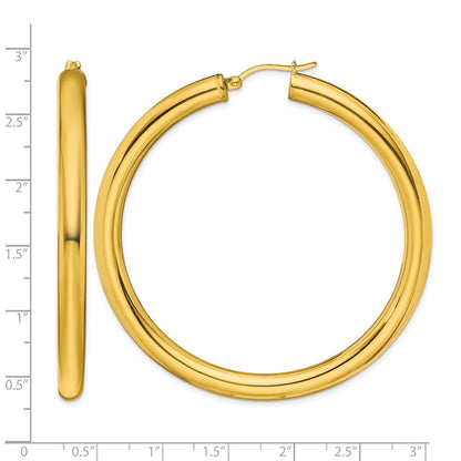 Stainless Steel Chisel Polished Yellow Ip-Plated Hoop Earrings