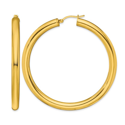Stainless Steel Chisel Polished Yellow Ip-Plated Hoop Earrings