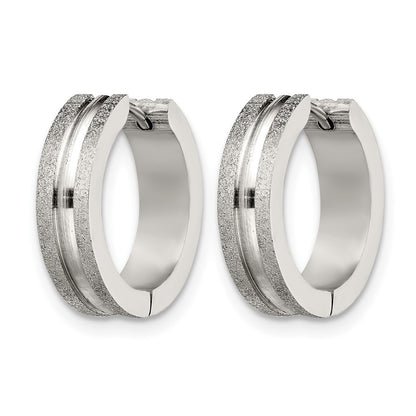 Stainless Steel Chisel Polished Laser Cut 8mm Hinged Hoop Earrings