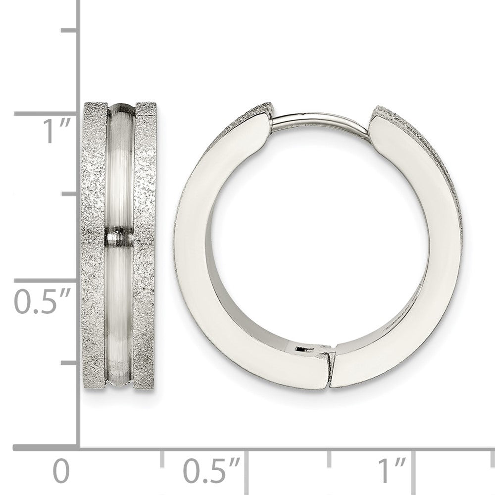 Stainless Steel Chisel Polished Laser Cut 8mm Hinged Hoop Earrings
