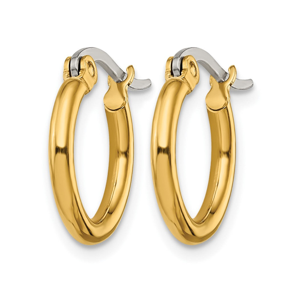 Stainless Steel Chisel Polished Yellow Ip-Plated 15.5mm Diameter 2mm Hoop Earrings