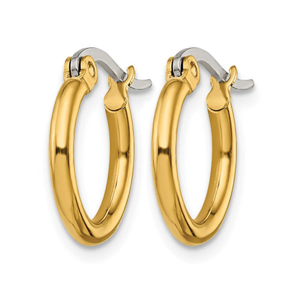 Stainless Steel Chisel Polished Yellow Ip-Plated 15.5mm Diameter 2mm Hoop Earrings