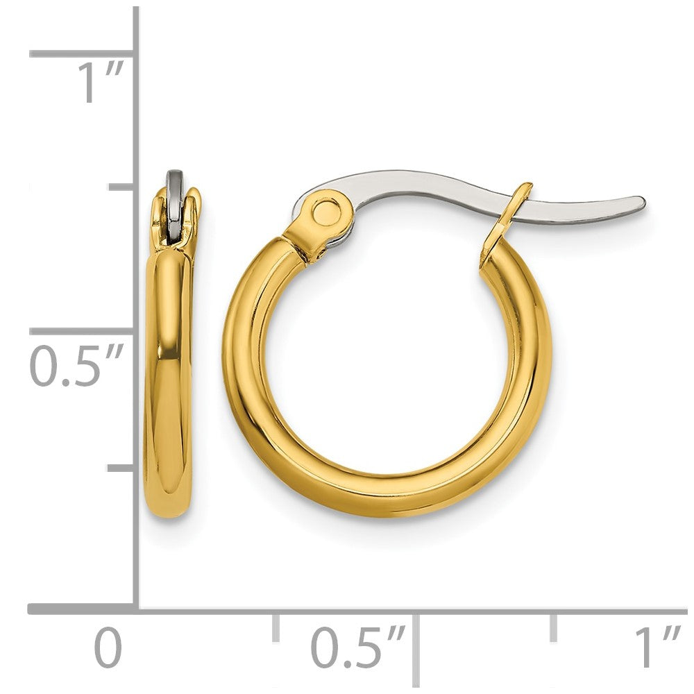 Stainless Steel Chisel Polished Yellow Ip-Plated 15.5mm Diameter 2mm Hoop Earrings
