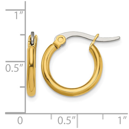 Stainless Steel Chisel Polished Yellow Ip-Plated 15.5mm Diameter 2mm Hoop Earrings