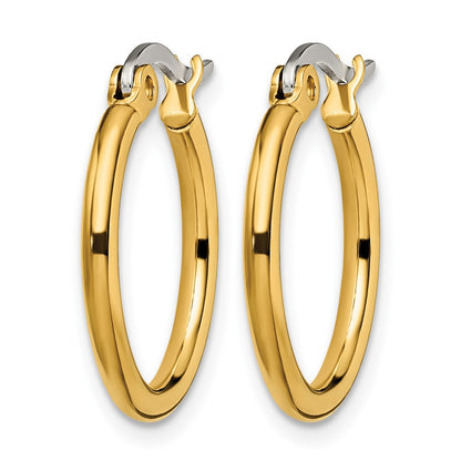 Stainless Steel Chisel Polished Yellow Ip-Plated 19mm Diameter 2mm Hoop Earrings