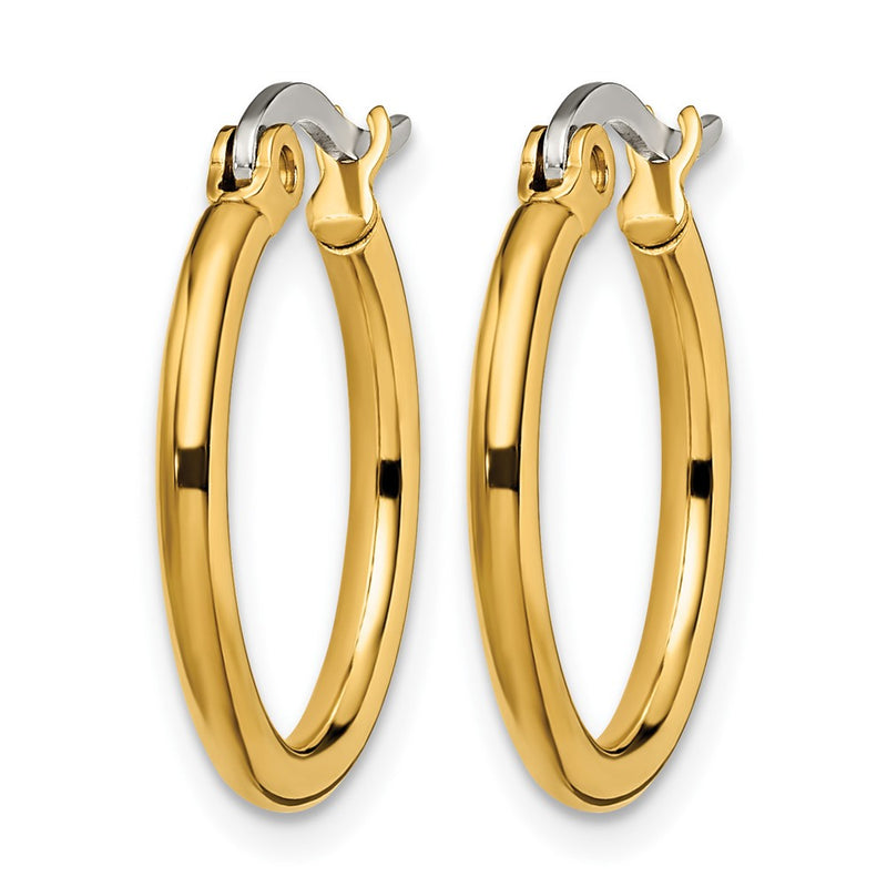 Stainless Steel Chisel Polished Yellow Ip-Plated 19mm Diameter 2mm Hoop Earrings