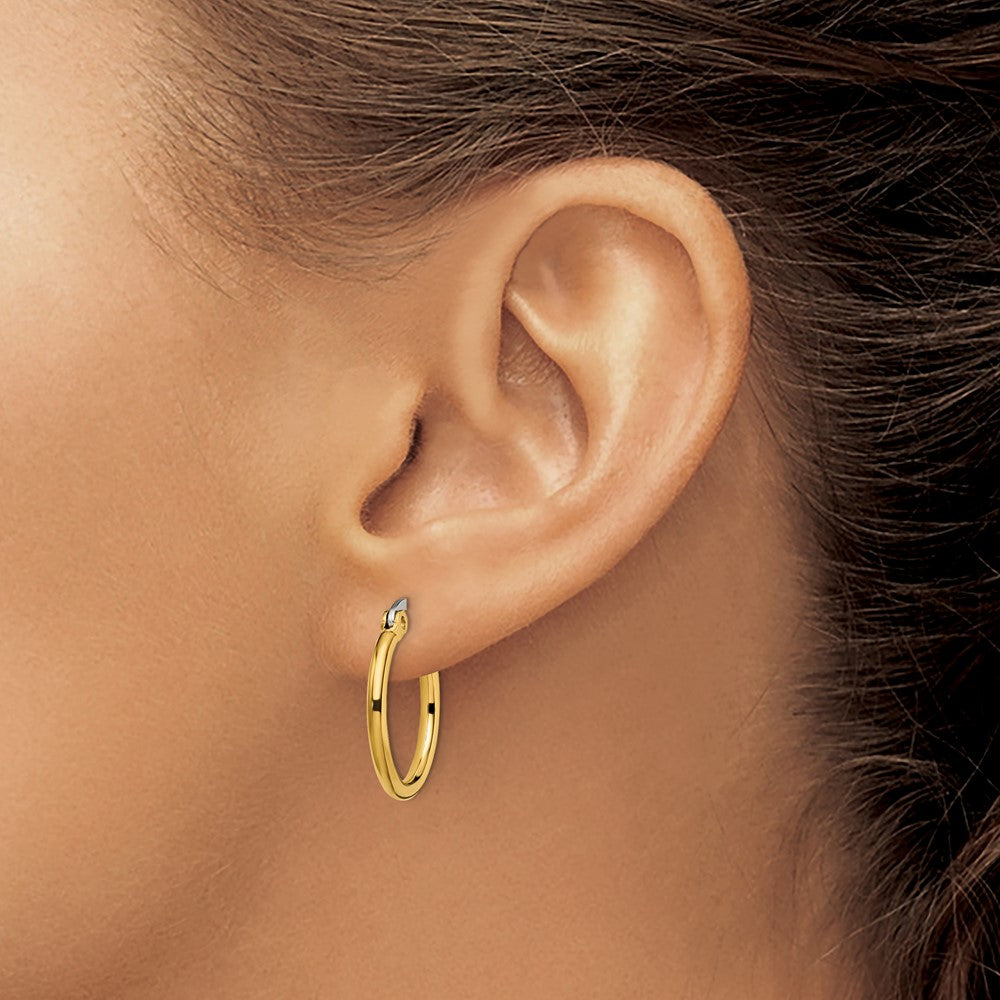 Stainless Steel Chisel Polished Yellow Ip-Plated 19mm Diameter 2mm Hoop Earrings