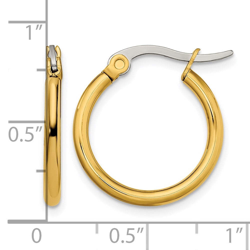 Stainless Steel Chisel Polished Yellow Ip-Plated 19mm Diameter 2mm Hoop Earrings