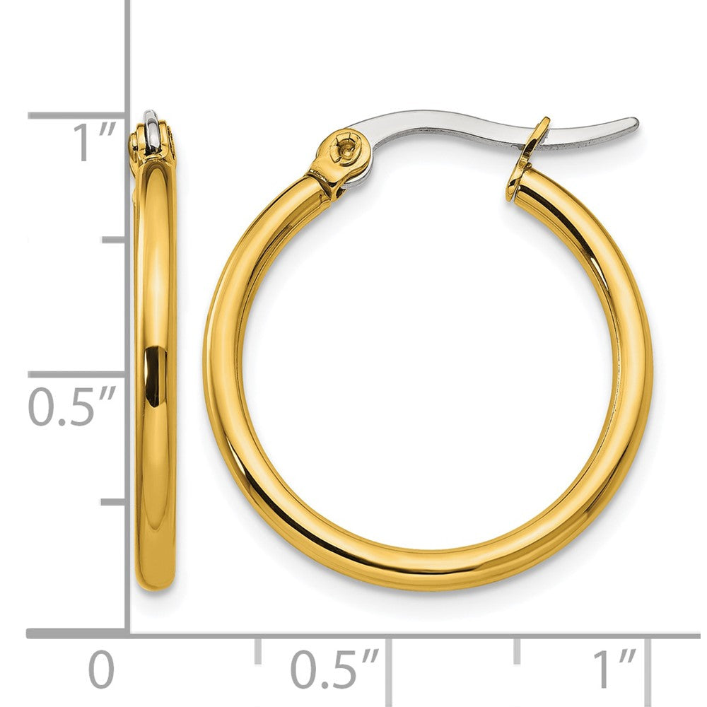Stainless Steel Chisel Polished Yellow Ip-Plated 26mm Diameter 2mm Hoop Earrings