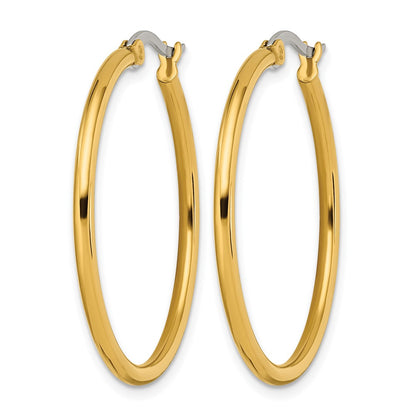 Stainless Steel Chisel Polished Yellow Ip-Plated 32mm Diameter 2mm Hoop Earrings
