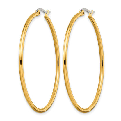 Stainless Steel Chisel Polished Yellow Ip-Plated 48mm Diameter 2mm Hoop Earrings