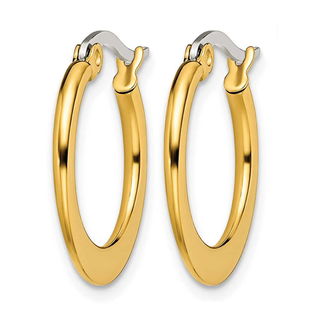 Stainless Steel Chisel Polished Yellow Ip-Plated Tapered 19mm Diameter Hoop Earrings