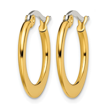 Stainless Steel Chisel Polished Yellow Ip-Plated Tapered 19mm Diameter Hoop Earrings