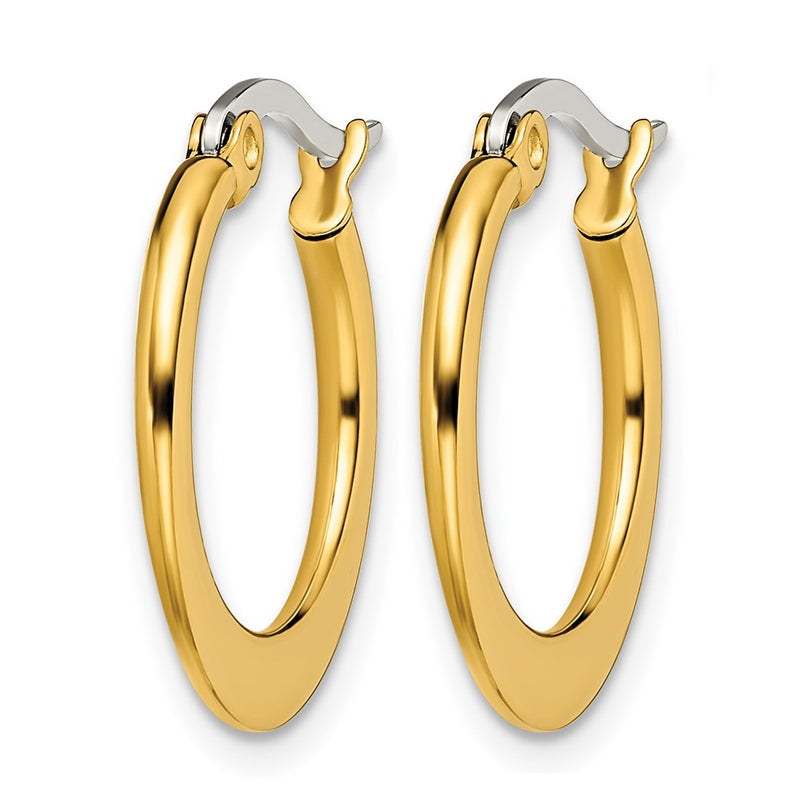 Stainless Steel Chisel Polished Yellow Ip-Plated Tapered 19mm Diameter Hoop Earrings