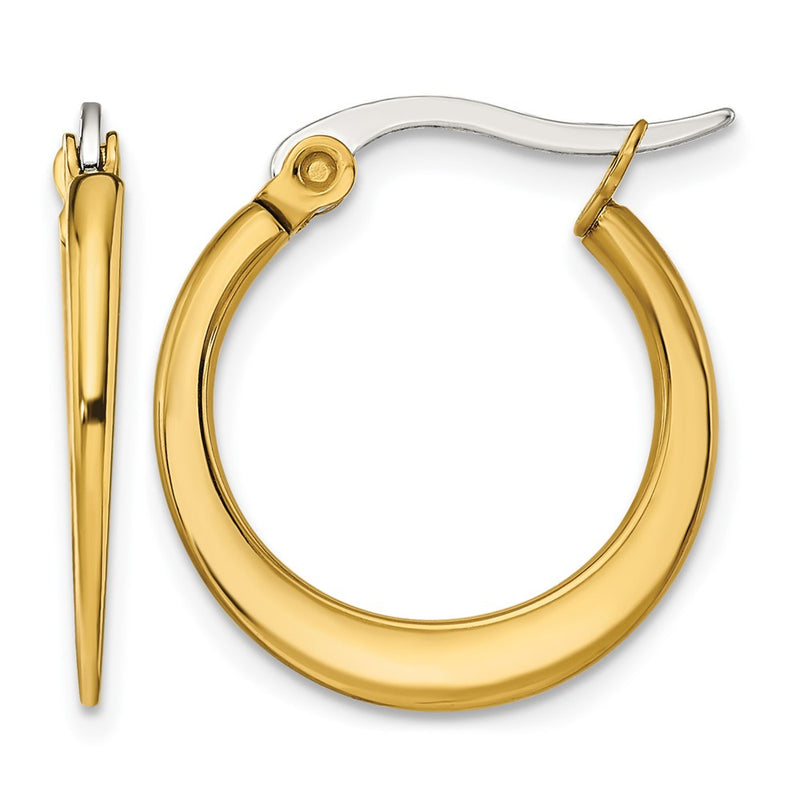 Stainless Steel Chisel Polished Yellow Ip-Plated Tapered 19mm Diameter Hoop Earrings