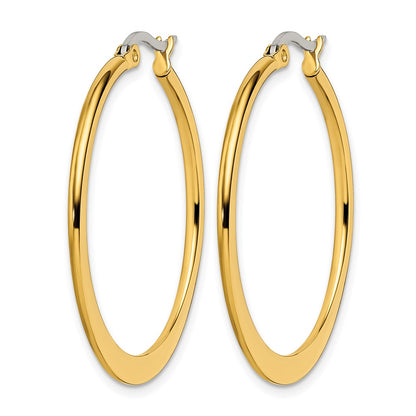 Stainless Steel Chisel Polished Yellow Ip-Plated Tapered 34mm Diameter Hoop Earrings