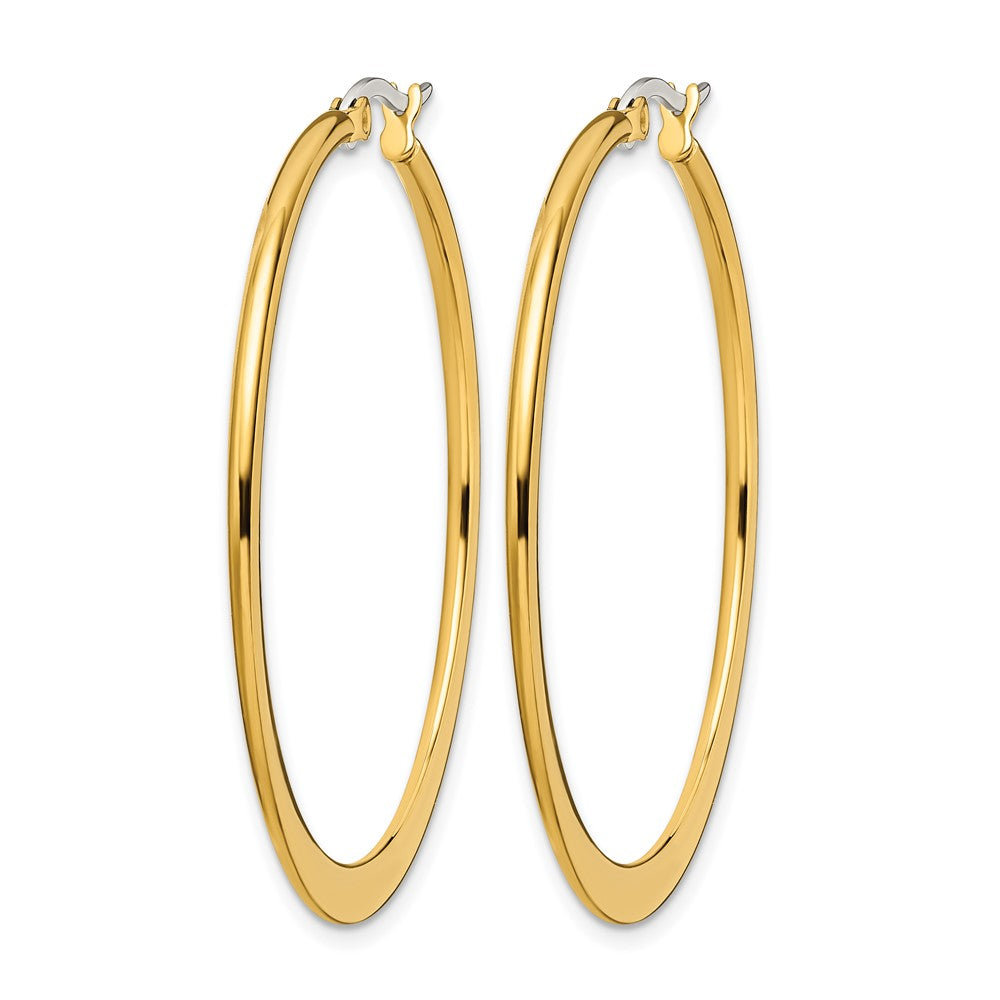 Stainless Steel Chisel Polished Yellow Ip-Plated Tapered 43mm Diameter Hoop Earrings
