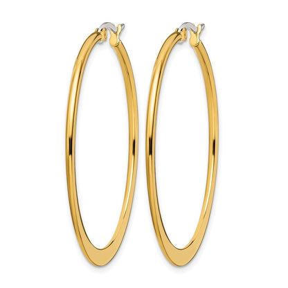 Stainless Steel Chisel Polished Yellow Ip-Plated Tapered 43mm Diameter Hoop Earrings