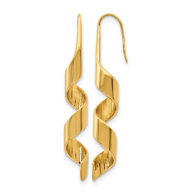 Stainless Steel Chisel Polished Yellow Ip-Plated Swirl Shepherd Hook Earrings