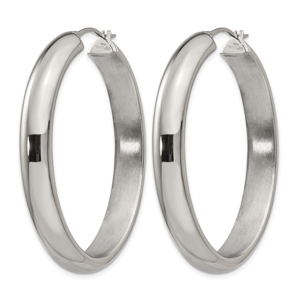 Stainless Steel Chisel Polished Hollow Oval Hoop Earrings