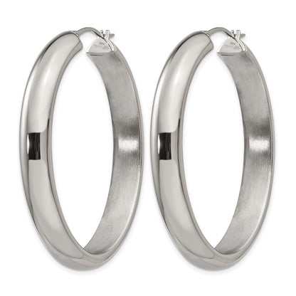 Stainless Steel Chisel Polished Hollow Oval Hoop Earrings