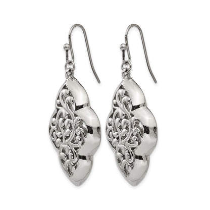 Stainless Steel Polished Dangle Shepherd Hook Earrings
