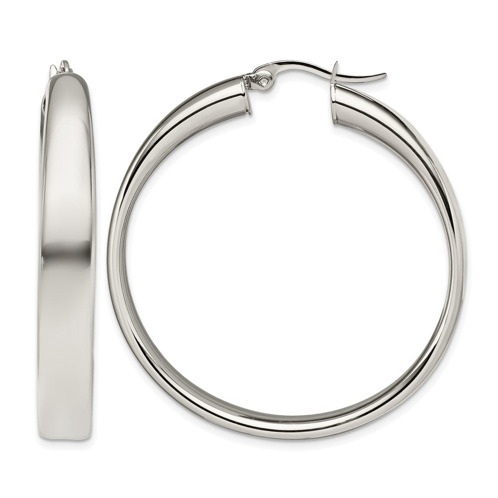 Stainless Steel Chisel Polished 6.75mm Hoop Earrings