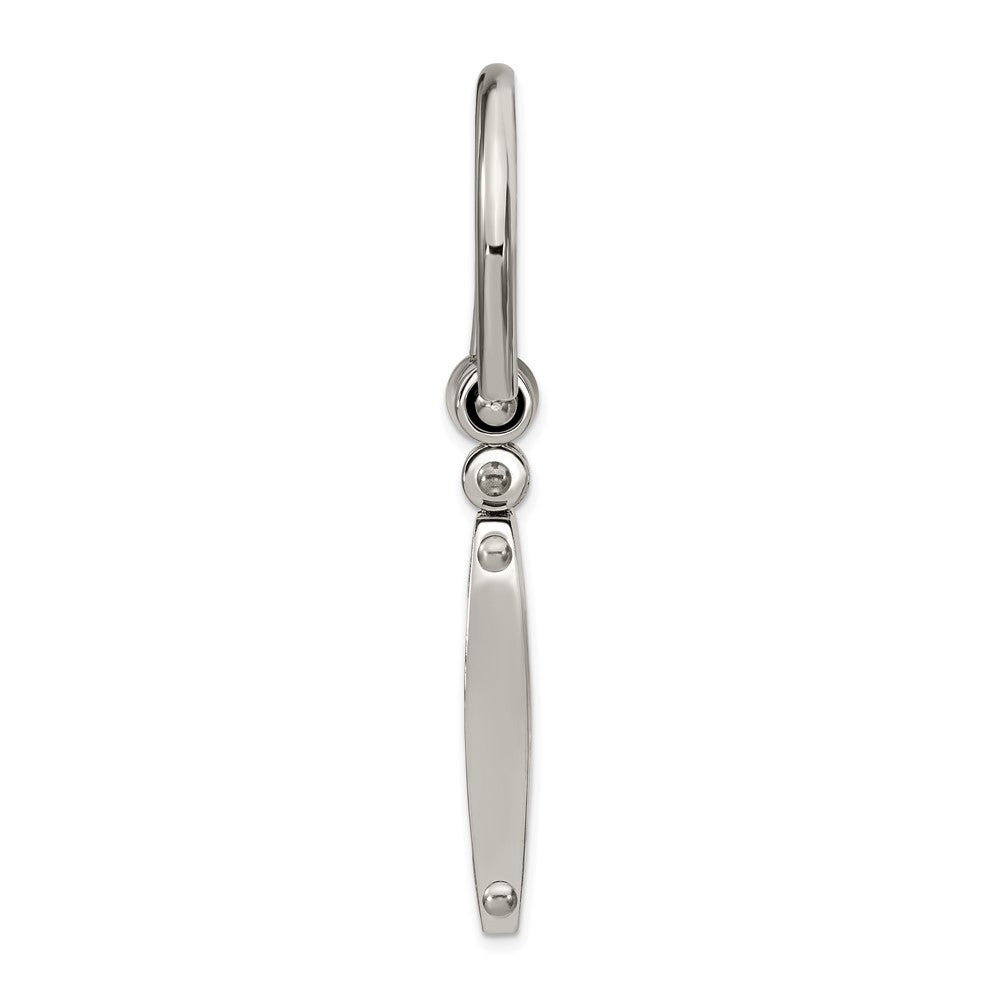 Stainless Steel Chisel Brushed And Polished Grey Carbon Fiber Inlay Key Ring