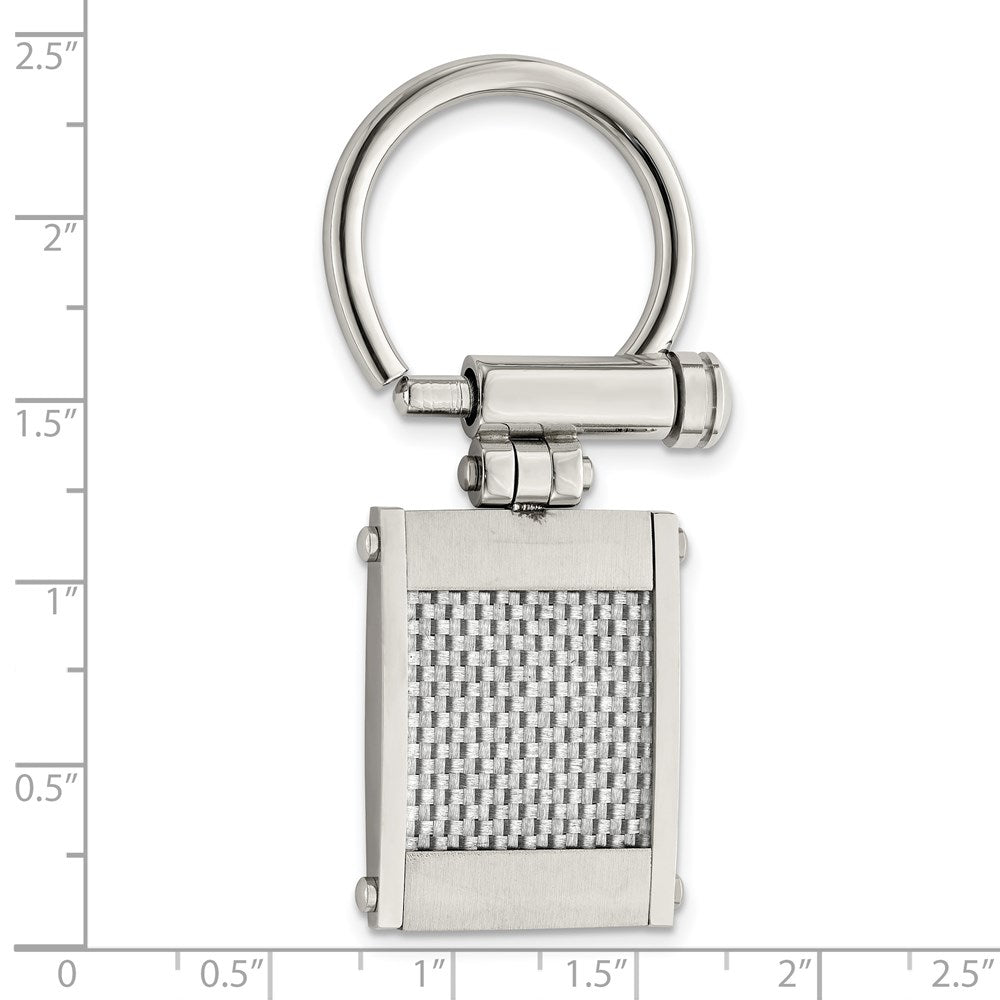 Stainless Steel Chisel Brushed And Polished Grey Carbon Fiber Inlay Key Ring