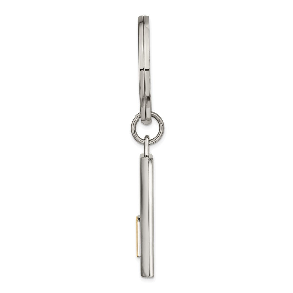 Stainless Steel Chisel Polished Yellow Ip-Plated Key Ring