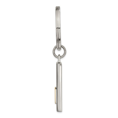 Stainless Steel Chisel Polished Yellow Ip-Plated Key Ring