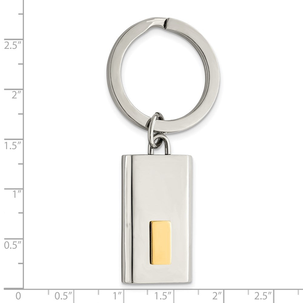 Stainless Steel Chisel Polished Yellow Ip-Plated Key Ring