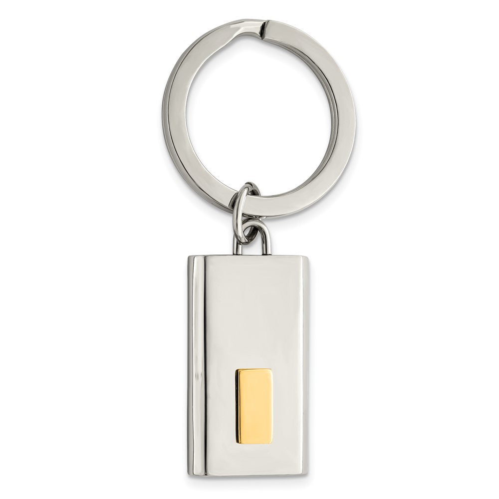 Stainless Steel Chisel Polished Yellow Ip-Plated Key Ring