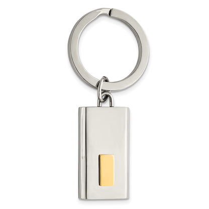 Stainless Steel Chisel Polished Yellow Ip-Plated Key Ring
