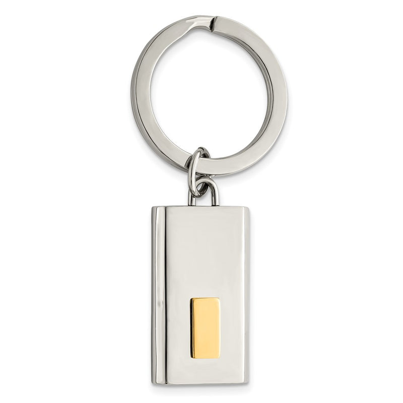 Stainless Steel Chisel Polished Yellow Ip-Plated Key Ring