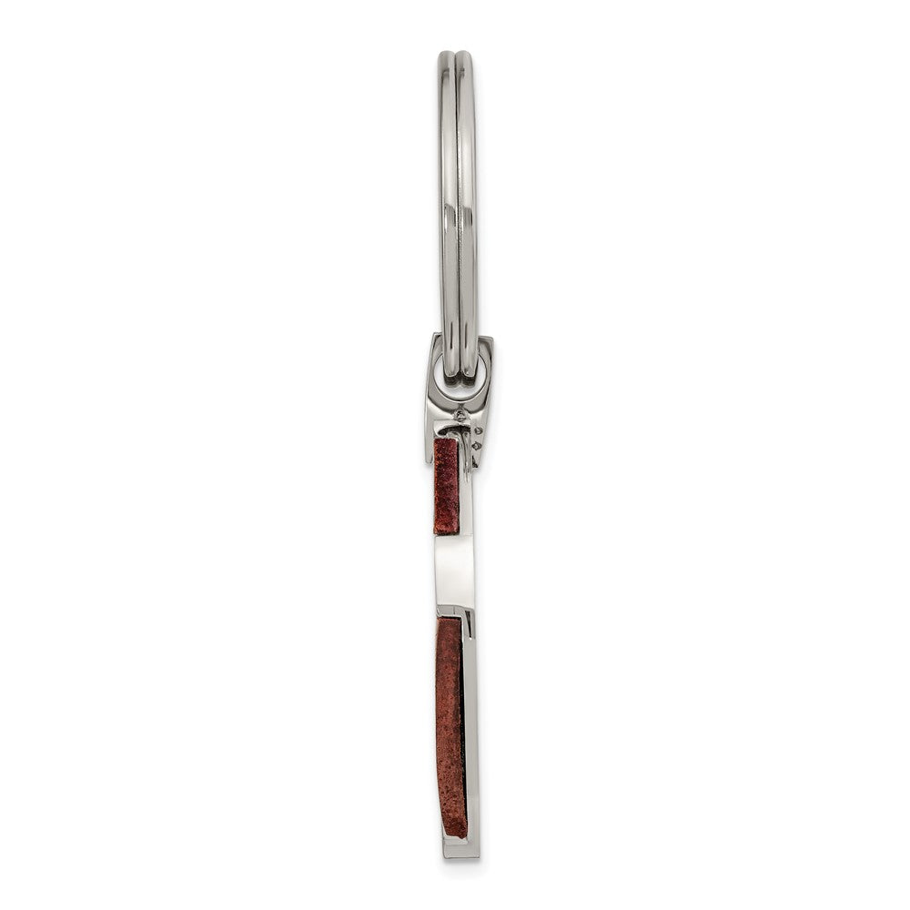 Stainless Steel Chisel Polished Wood Inlay Key Ring