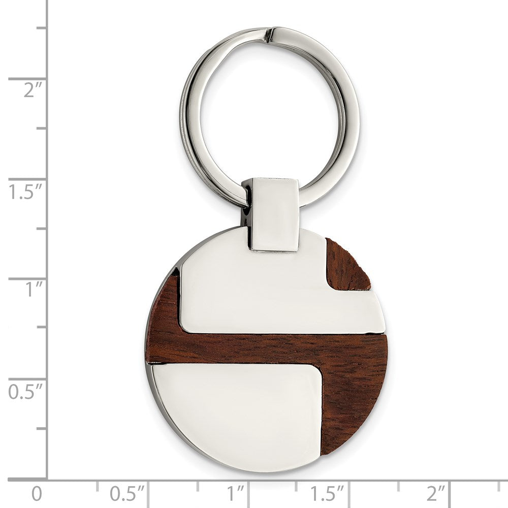 Stainless Steel Chisel Polished Wood Inlay Key Ring