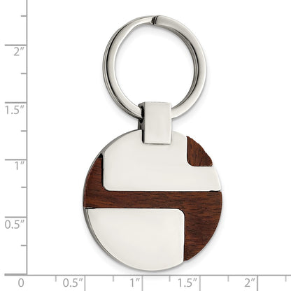 Stainless Steel Chisel Polished Wood Inlay Key Ring