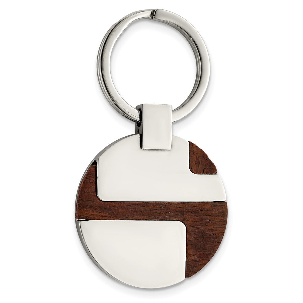 Stainless Steel Chisel Polished Wood Inlay Key Ring