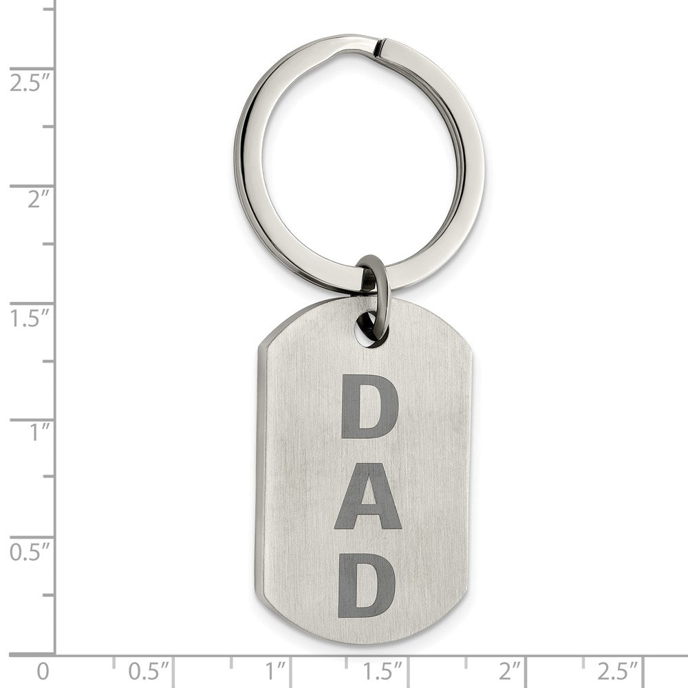 Stainless Steel Chisel Brushed Lasered Dad Key Ring