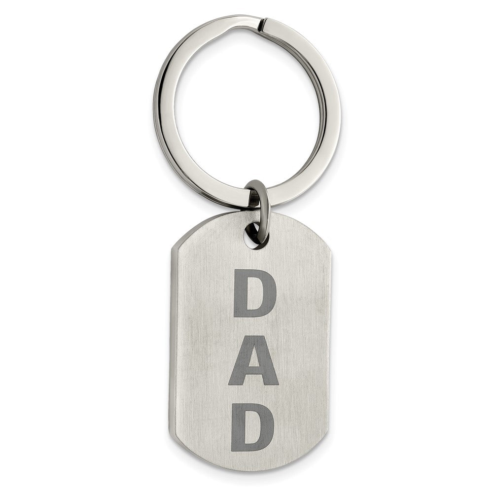 Stainless Steel Chisel Brushed Lasered Dad Key Ring