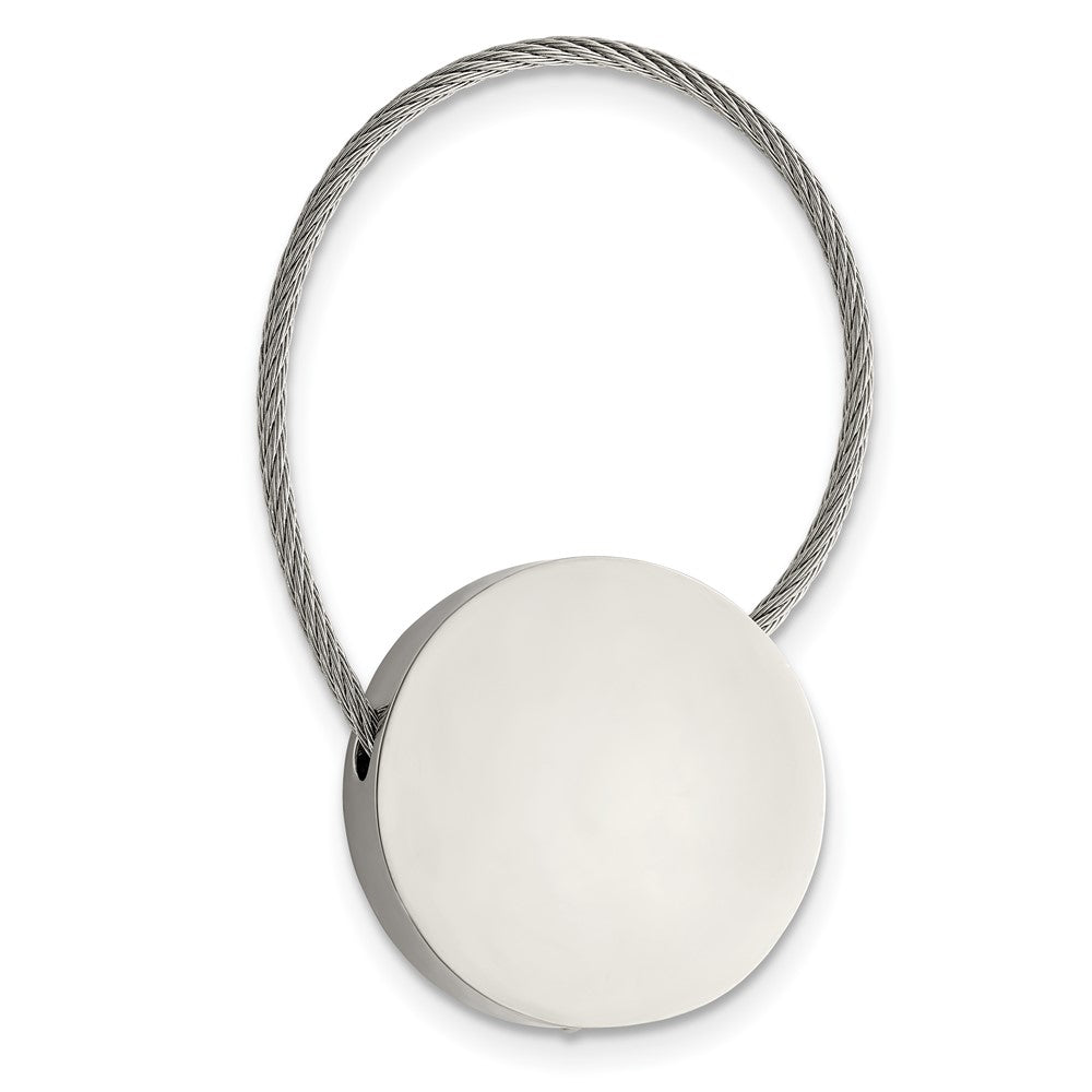 Stainless Steel Chisel Polished Cable Circle Key Ring