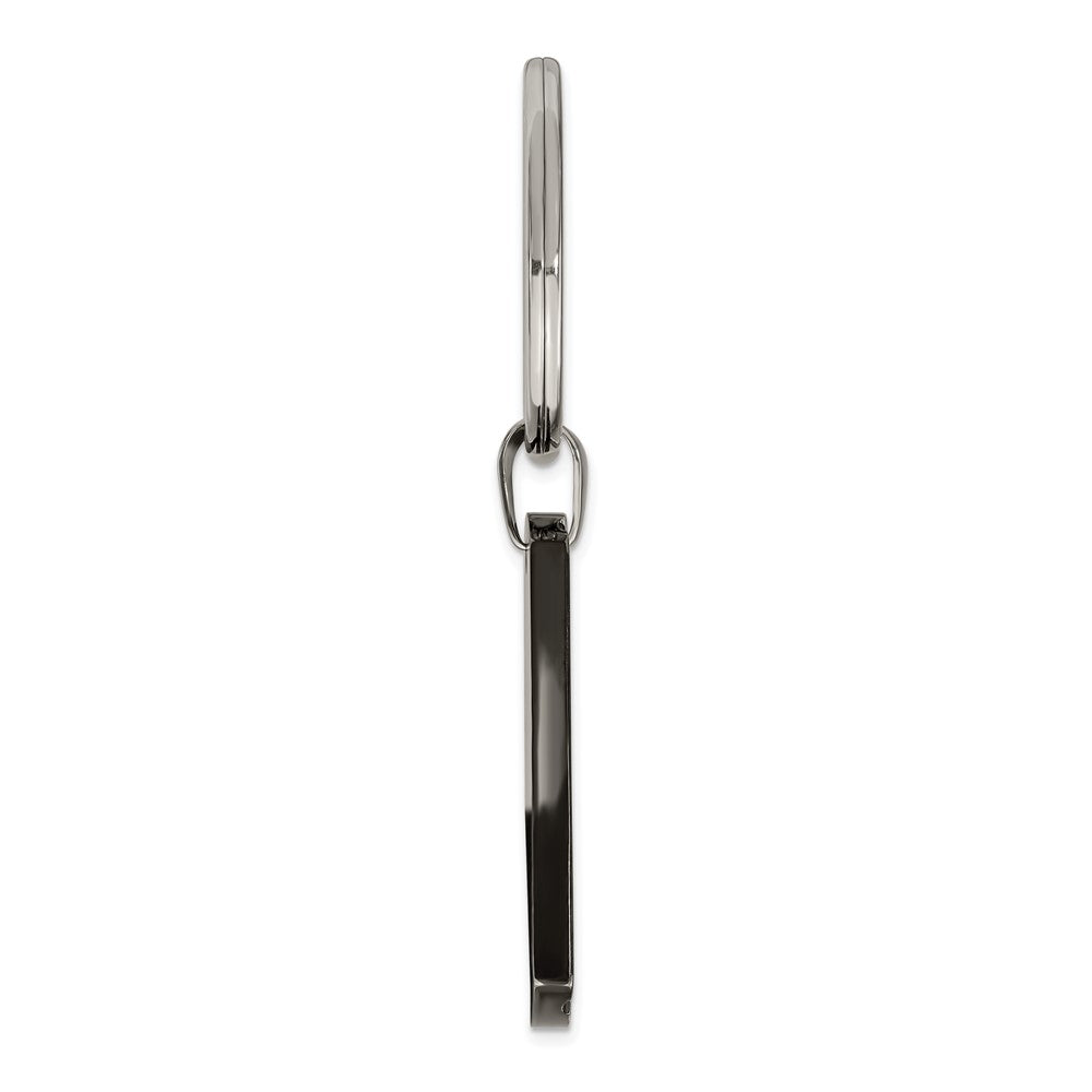 Stainless Steel Chisel Polished Black Ip-Plated Dad Key Ring