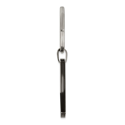 Stainless Steel Chisel Polished Black Ip-Plated Dad Key Ring