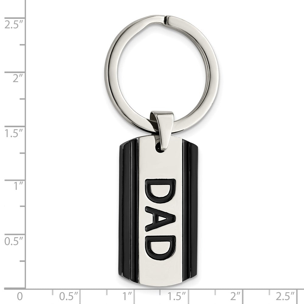Stainless Steel Chisel Polished Black Ip-Plated Dad Key Ring
