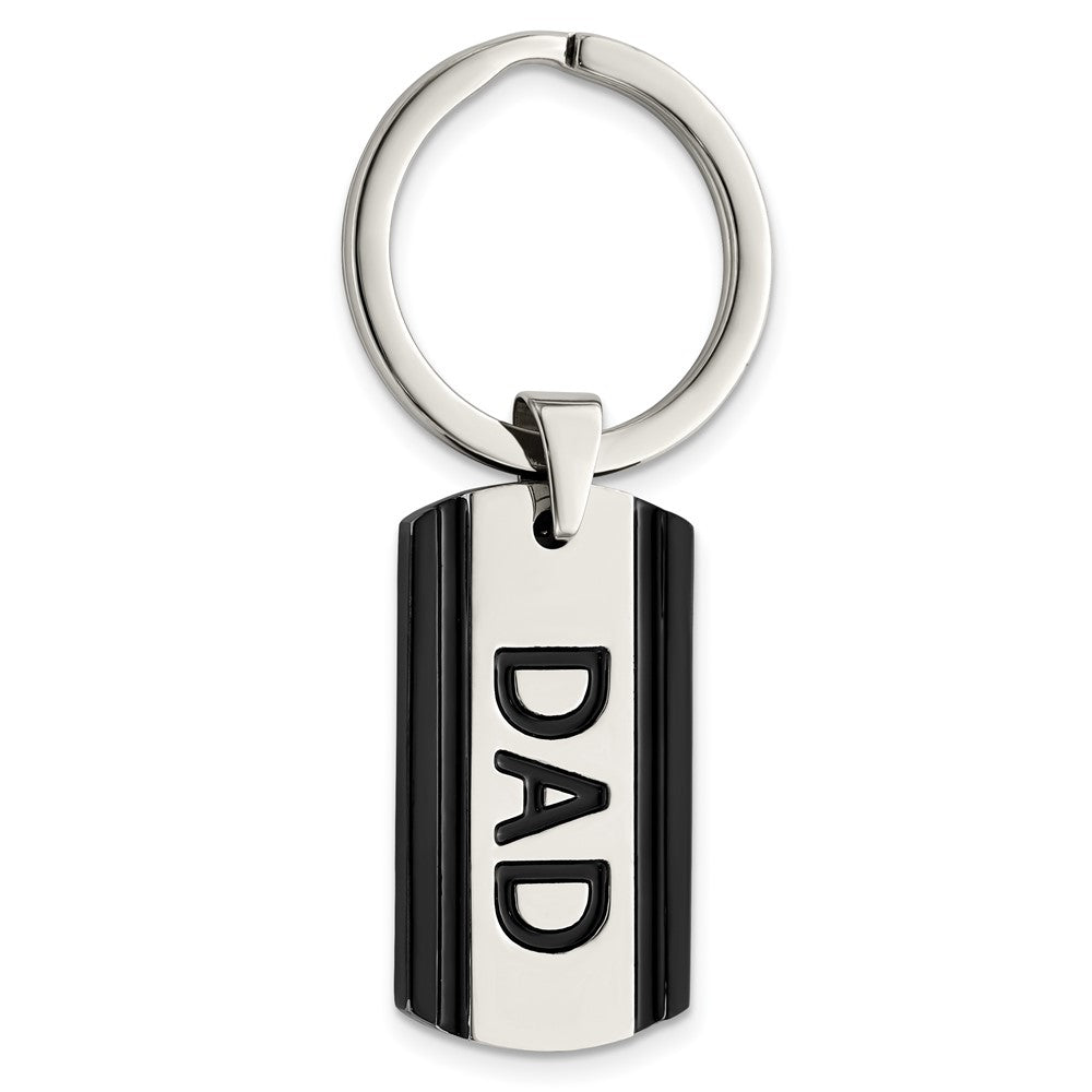 Stainless Steel Chisel Polished Black Ip-Plated Dad Key Ring