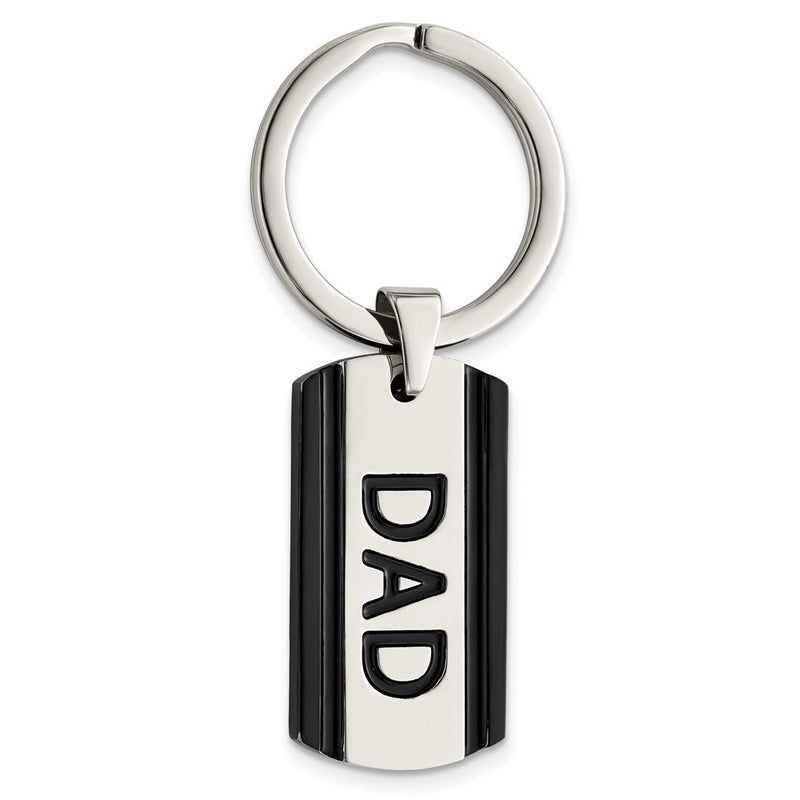 Stainless Steel Chisel Polished Black Ip-Plated Dad Key Ring